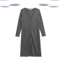 Ex Fat Face Women's Dress - Metallic Ribbed Long Sleeve Grey - 12 Regular