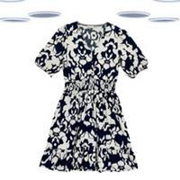 Ex Fat Face Women's Dress - Jersey Ikat Printed Abstract Navy - 12 Regular