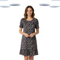 Ex Fat Face Women's Simone Dress - Abstract Printed Jersey Grey Mix Size 12 - 12 Regular