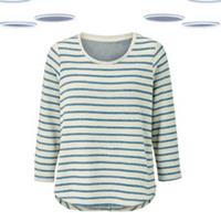 Ex Women's Knitted Jumper - Textured Somerton Long Sleeve Striped Ivory (Defect) - 8 Regular