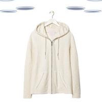 Ex Fat Face Womens Hoodie - Ivory Textured Zip Thru (Defect) - 14 Regular