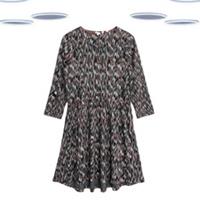 Ex Fatface Women's Dress - Abstract Printed Quarter Sleeve Grey Mix - 12 Regular