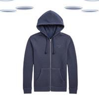 Ex Fat Face Men's Long Sleeve Hoodie - Full Zip Textured Navy (Defect) - M Regular