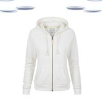Ex Fat Face Women's Long Sleeve Hoodie - Full Zip Textured Ecru (Defect) - L Regular