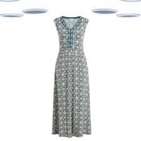 Ex Women's Fat Face Women's Maxi Dress - Tile Print Sleevless Blue Mix (Defect) - 10 Regular