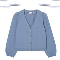 Ex Fat Face Women's Cardigan - Cuffed Sleeve Button Up Blue (Defect) - 12 Regular