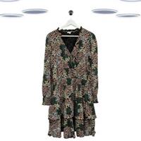 Ex Fat Face Women's Dress Black Floral Jersey Forest Floral Wrap Neck - 12 Regular