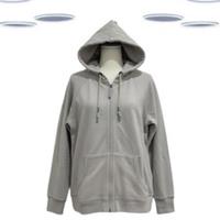 Ex Fat Face Women's Hoodie Beige Full Zip Textured Cotton Long Sleeve (Defect) - M Regular