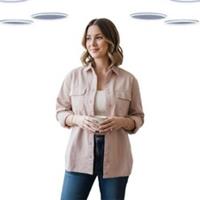 Ex Fat Face Women's Shacket Rose Pink Long Sleeve Button Up Cotton (Defect) - 10 Regular