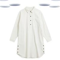 Ex Fat Face Women's Shirt Dress White Corduroy Long Sleeve Cotton (Defect) - 12 Regular