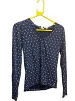 Fat Face Floral Long Sleeve Button Top Blue - UK 8 - 8 Regular