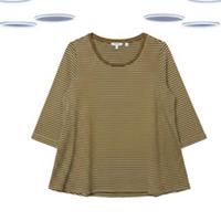 Ex Fat Face Top - Striped Scoop Neck Quarter Sleeve Brown Mix Size 12 - 12 Regular