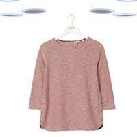 Ex Fat Face Top - Tulip Sparkle Stripe Quarter Sleeve Red Size 12 - 12 Regular