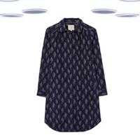 Ex Women's Shirt Dress - Long Sleeve Cord Floral Navy - 6 Regular