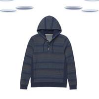Ex Fat Face Men's Hoodie - Textured Over Head Striped Navy - M Regular