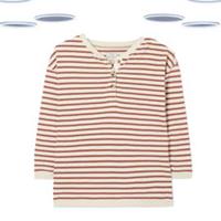 Ex Fat Face Women's Sweatshirt - Stripe Henley Long Sleeve Red Mix - 14 Regular