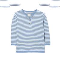 Ex Fat Face Women's Sweatshirt - Stripe Henley Long Sleeve Blue Mix - 12 Regular