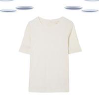 Ex Fat Face Womens Top - Short Sleeve Ivory Pointelle T Shirt - 6 Regular