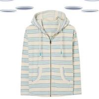 Ex Fat Face Women's Hoodie Natural Ivory Zip Through Long Sleeve Cotton - M Regular