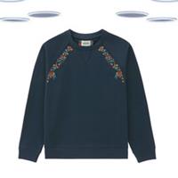 Ex Fat Face Women's Sweatshirt - Long Sleeve Cotton Floral Embroidered Navy - 12 Regular