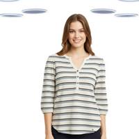 Ex Fat Face Women's Sweat Top - Stripe Textured Quarter Sleeve Top - 12 Regular