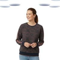 Ex Fat Face Women's Sweatshirt - Long Sleeve Floral Printed Navy Colour Block - 12 Regular