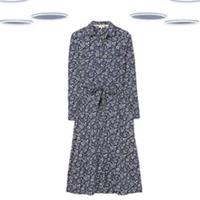 Ex Fat Face Women's Midi Shirt Dress Navy Floral Long Sleeve (Defect) - 12 Regular