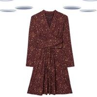 Ex Fat Face Women's Dress Purple Long Sleeve Dot Jersey Belted - 12 Regular