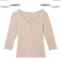 Ex Fat Face Womens Henley Top Ecru 3/4 Sleeve Cotton - 12 Regular