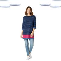 Ex Fat Face Womens's Tunic - Jersey Striped Navy Quarter Sleeve - 12 Regular