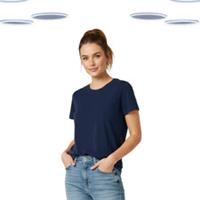 Ex Fat Face Women's T-shirt - Short Sleeve Jersey Solid Navy - 8 Regular