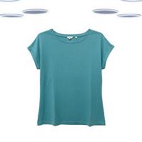 Ex Fat Face Womens T-Shirt - Short Sleeve Jersey Cotton Solid Teal Blue - 20 Regular