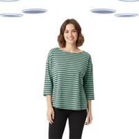 Ex Fat Face Womens Top - Short Sleeve Texture Stripe T-Shirt Teal Green - 12 Regular