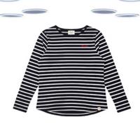 Ex Fat Face Women's Breton T-Shirt - Long Sleeve Classic Stripe Navy - 12 Regular