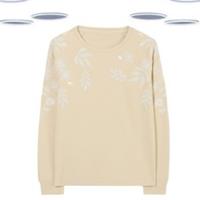 Ex Fat Face Women's Sweatshirt Beige Embroidered Crew Neck Cotton Long Sleeve - 8 Regular