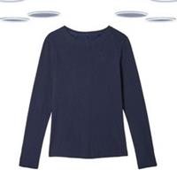 Ex Fat Face Womens Top Navy Long Sleeve Cotton Round Neck - 12 Regular