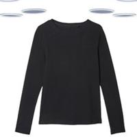 Ex Fat Face Womens Top Black Long Sleeve Cotton Round Neck - 12 Regular