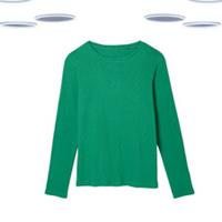 Ex Fat Face Women's T-shirt - Ribbed Long Sleeve Emerald Green - 14 Regular
