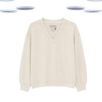 Ex Fat Face Women's Lounge Top - Long Sleeve Texture Knit Relaxed Cream - 12 Regular