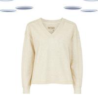 Ex Fat Face Women's Lounge Top - Long Sleeve Sweat Top Relaxed Cream - 12 Regular