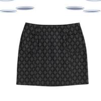 Ex Fat Face Women's Skirt - Jacquard Diamond Spot Print Skirt Black (Size 10) - 10 Regular