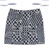 Ex Fat Face Women's Skirt - Jacquard Geo Printed A-line Skirt Navy (Size 12) - 12 Regular