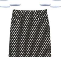 Ex Fat Face Women's Skirt - Jacquard Geo Printed A-line Skirt Black (Size 12) - 12 Regular