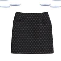 Ex Fat Face Women's Skirt - Jacquard Diamond Print A-line Skirt Black (Size 12) - 12 Regular