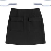 Ex Fat Face Women's Skirt - Jacquard Textured A-line Skirt Black (Size 8)