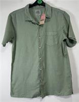Fat Face Shirt Mens Small Green Cotton Linen Blend Chest Pocket Button Up Light - S Regular