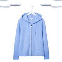 Ex Fat Face Womens Hoodie - Blue Textured Zip Thru (Size 12) - 12 Regular