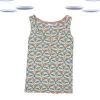 Ex Fat Face Women's Pyjama Top - Sleeveless Lounging Leopard Print Green Mix - 14 Regular