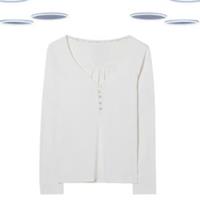 Ex Womens FatFace Henley Top - 3/4 Sleeve Cotton V-Neck Ivory - 10 Regular