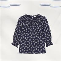 Ex Fat Face Womens Top Navy Long Sleeve Daisy Smock Cotton - 20 Regular